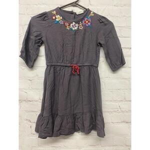 MINI BODEN Purple Gray Long Sleeve Tunic Top  Dress 5-6 Floral Neckline Johnny